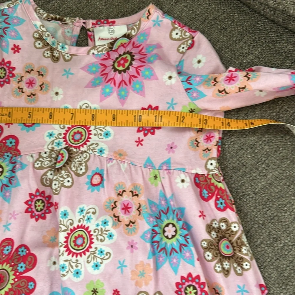 Hanna Andersson Girls Long Sleeve Floral Cotton Dress Size 5